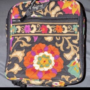 Vera Bradley Black Floral Quilted Lunch Bag Black/Multi Rare Find